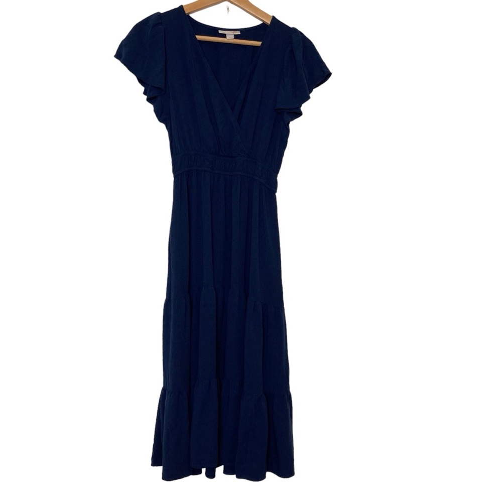 Knox Rose Academy Blue Short Flutter Sleeve Tiered Maxi Dress Size XS